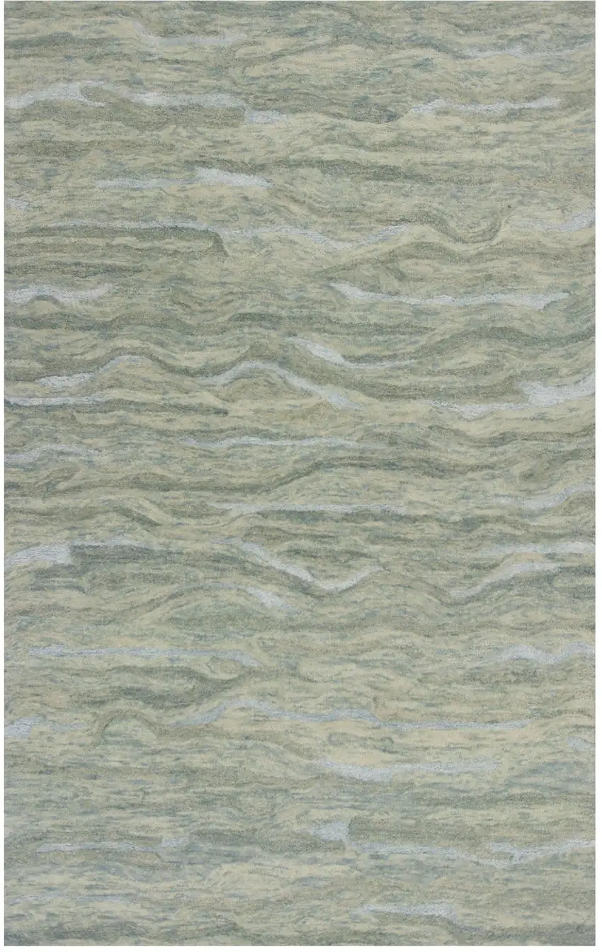 Blue and Beige Wool Hand Tufted Area Rug Photo 1