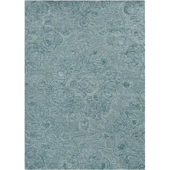 Blue And Beige Wool Abstract Hand Tufted Area Rug Photo 1
