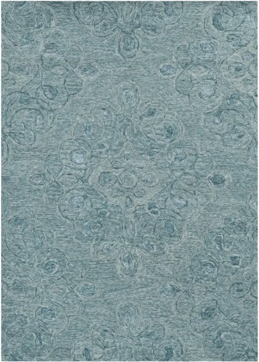 Blue And Beige Wool Abstract Hand Tufted Area Rug Photo 1