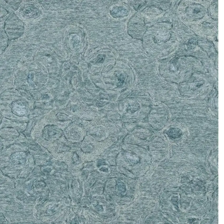 Blue And Beige Wool Abstract Hand Tufted Area Rug Photo 3