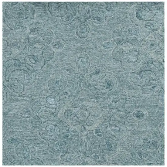 Blue And Beige Wool Abstract Hand Tufted Area Rug Photo 4