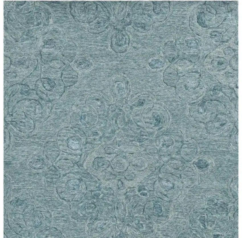 Blue And Beige Wool Abstract Hand Tufted Area Rug Photo 4