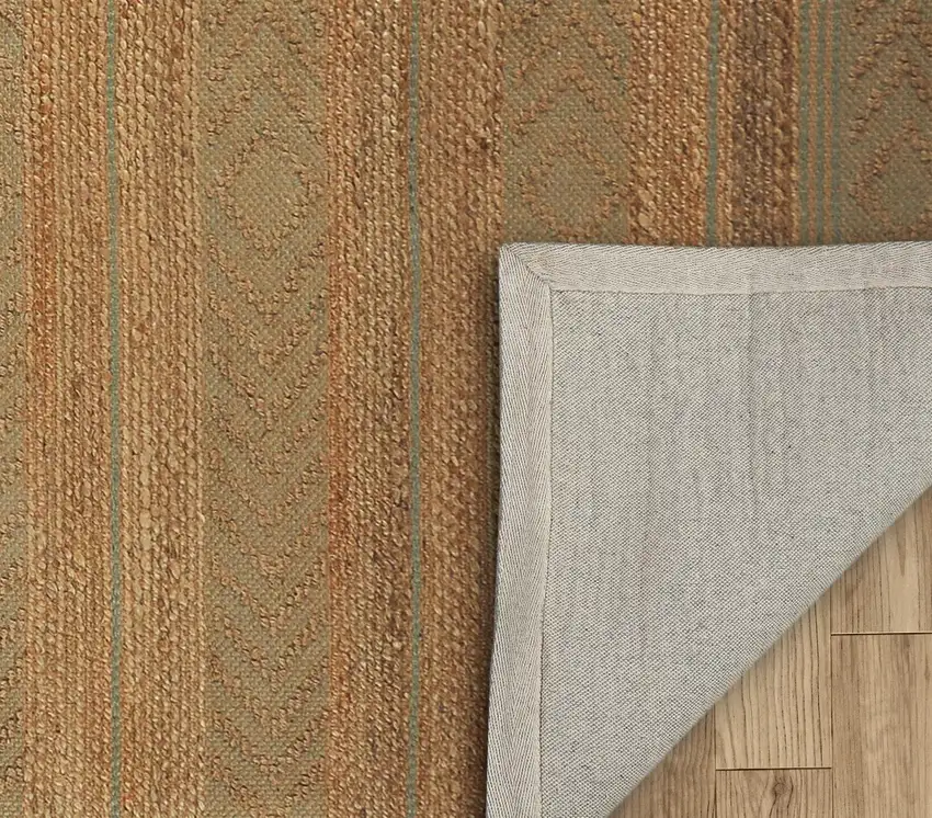 Seafoam and Tan Bohemian Striped Area Rug Photo 3