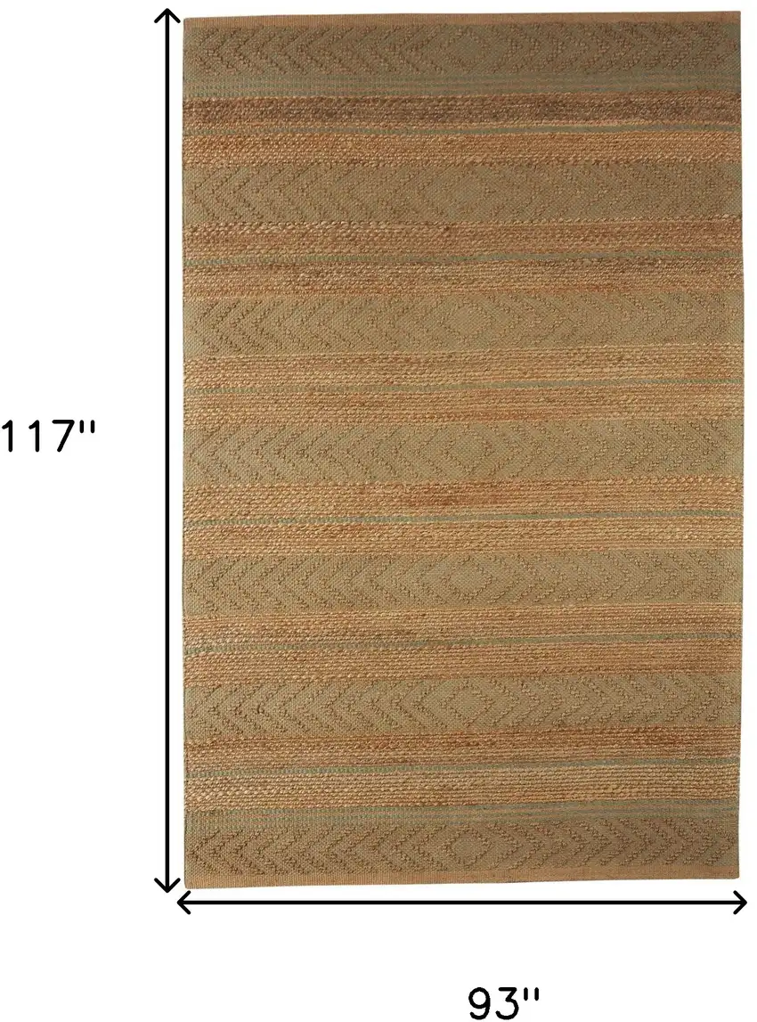 Seafoam and Tan Bohemian Striped Area Rug Photo 8