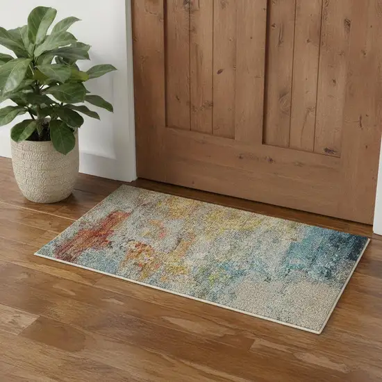 Sealife Abstract Power Loom Non Skid Area Rug Photo 1