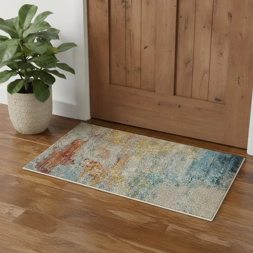 Sealife Abstract Power Loom Non Skid Area Rug Photo 1