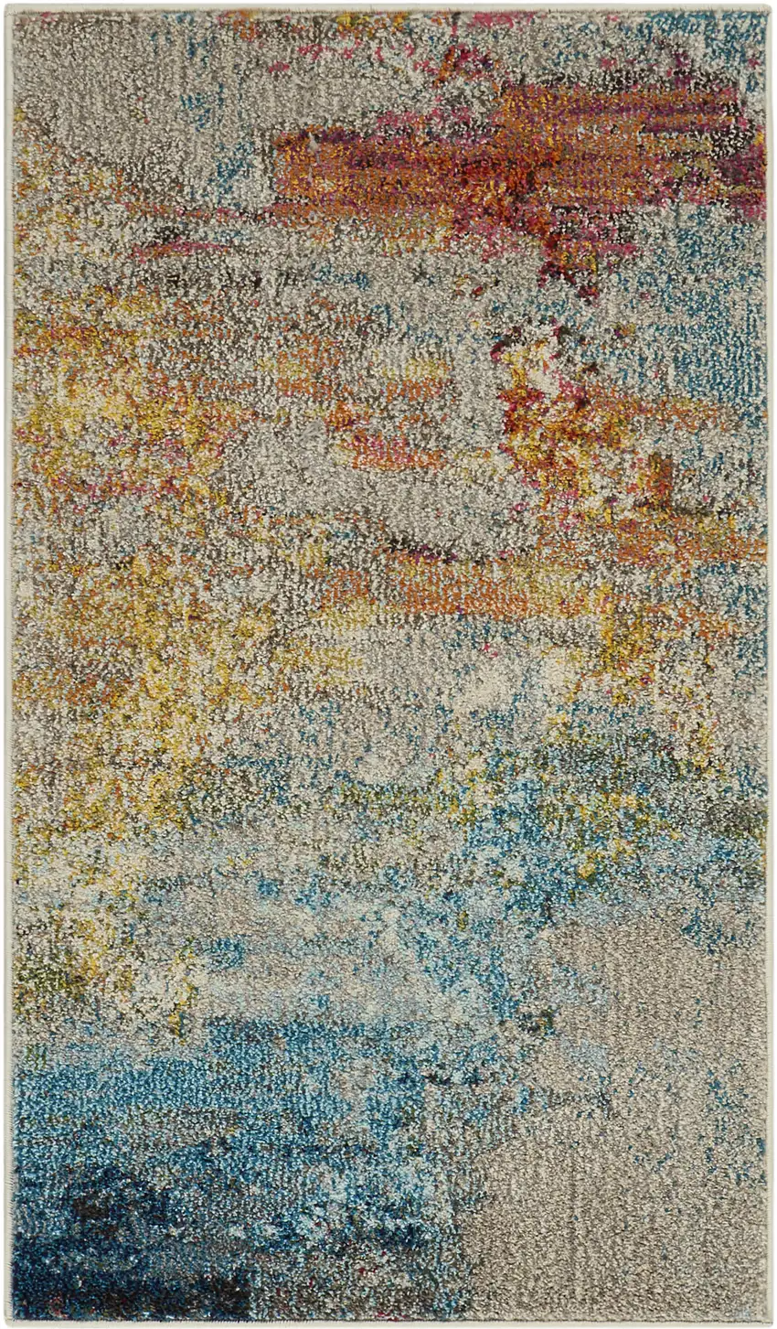 Sealife Abstract Power Loom Non Skid Area Rug Photo 1