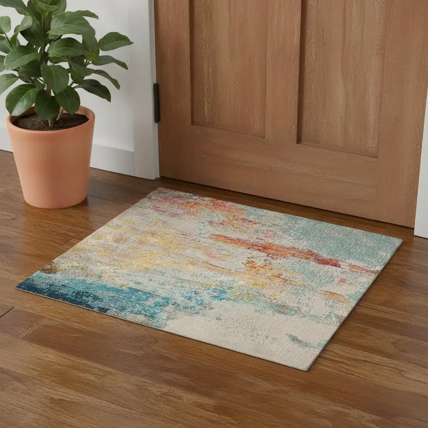 Sealife Abstract Power Loom Non Skid Area Rug Photo 1