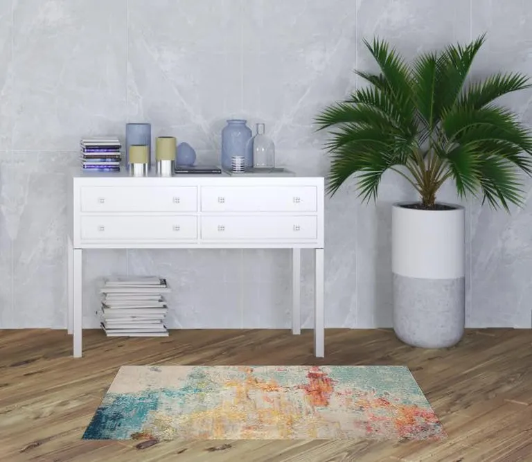 Sealife Abstract Power Loom Non Skid Area Rug Photo 4