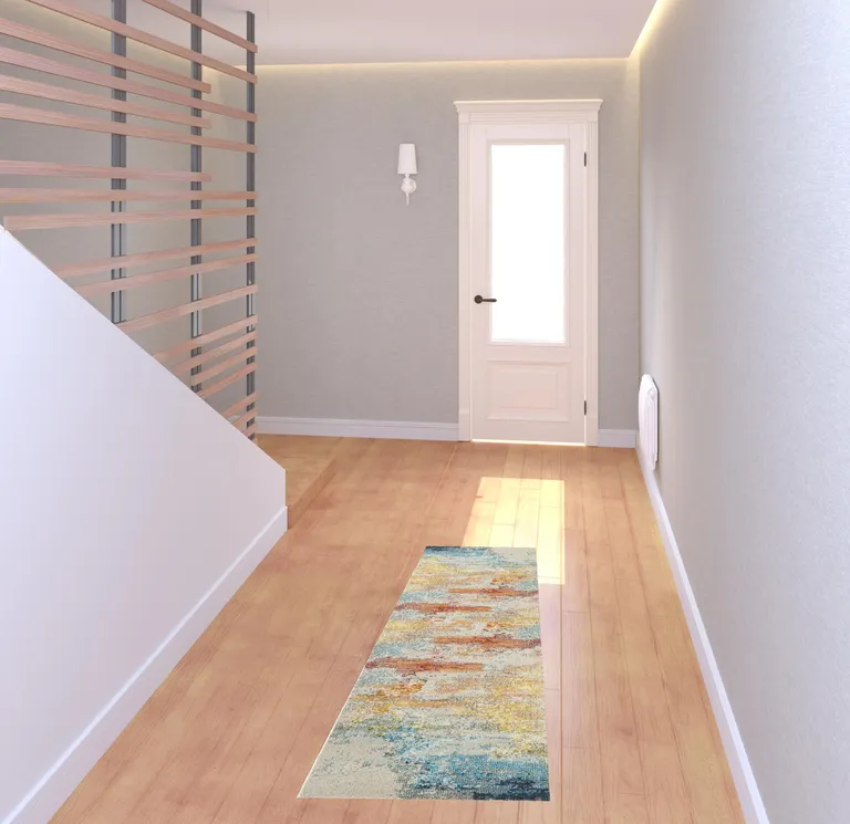 Sealife Abstract Power Loom Non Skid Runner Rug Photo 2