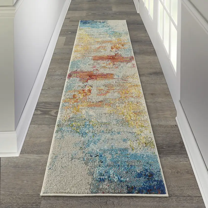 2' X 6' Sealife Abstract Power Loom Non Skid Runner Rug Photo 4