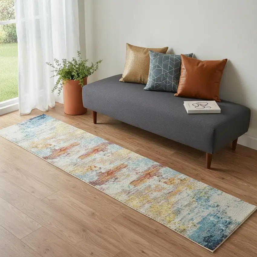 2' X 6' Sealife Abstract Power Loom Non Skid Runner Rug Photo 1