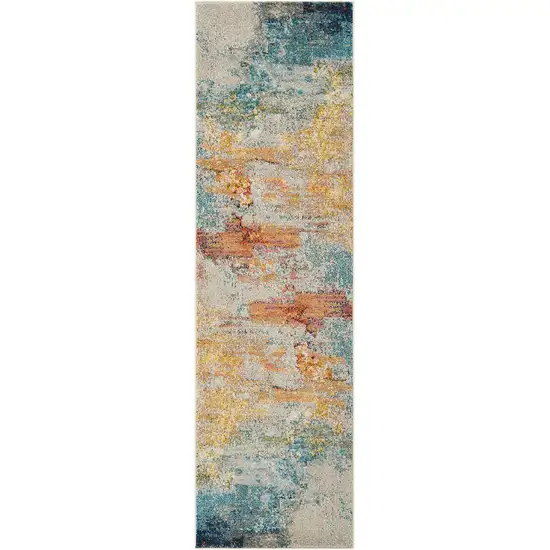 2' X 8' Sealife Abstract Power Loom Non Skid Runner Rug Photo 1