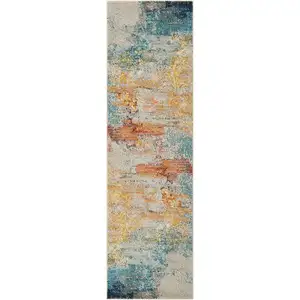 Photo of Sealife Abstract Power Loom Non Skid Runner Rug