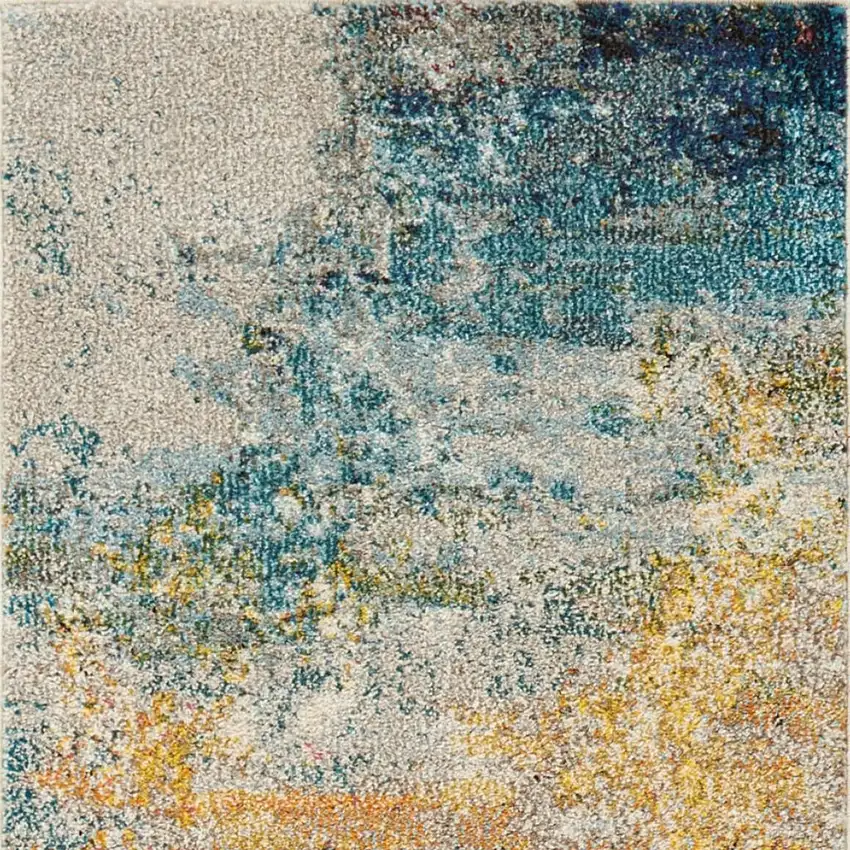 2' X 8' Sealife Abstract Power Loom Non Skid Runner Rug Photo 4