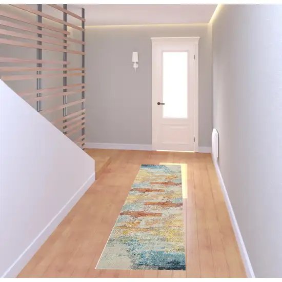 2' X 8' Sealife Abstract Power Loom Non Skid Runner Rug Photo 3