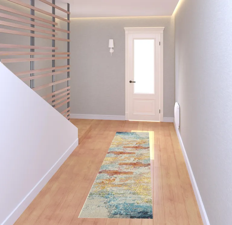 Sealife Abstract Power Loom Non Skid Runner Rug Photo 5