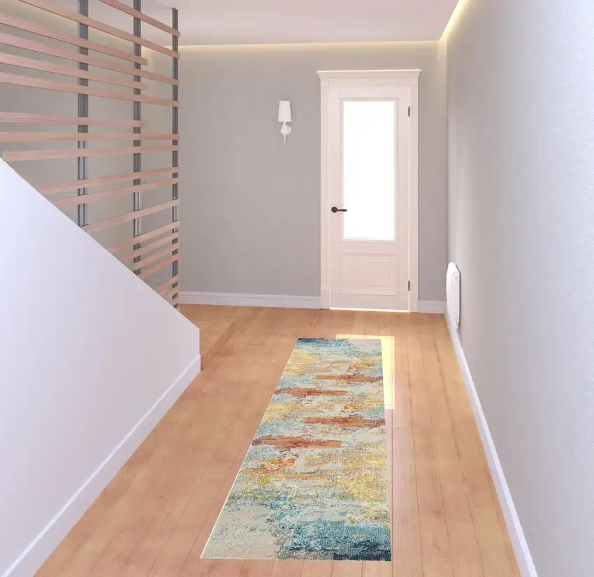 2' X 8' Sealife Abstract Power Loom Non Skid Runner Rug Photo 3