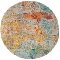Photo of Sealife Round Abstract Power Loom Non Skid Area Rug