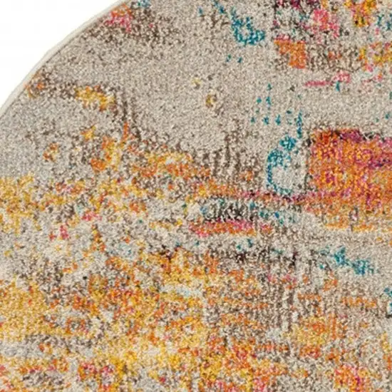 5' X 5' Sealife Round Abstract Power Loom Non Skid Area Rug Photo 3