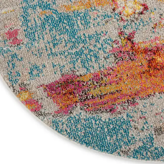 8' X 8' Sealife Round Abstract Power Loom Non Skid Area Rug Photo 9