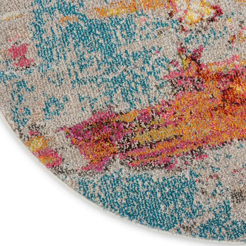 8' X 8' Sealife Round Abstract Power Loom Non Skid Area Rug Photo 9