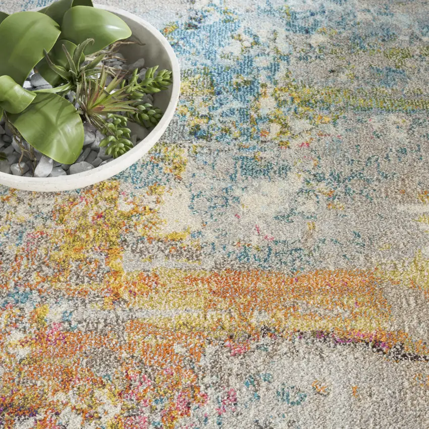 8' X 8' Sealife Round Abstract Power Loom Non Skid Area Rug Photo 9