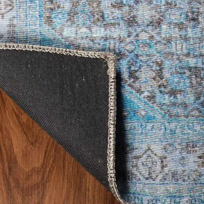 Shades Of Azure Oriental Medallion Resistant Runner Rug Photo 4