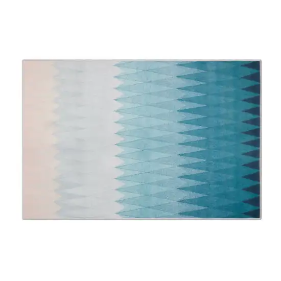 Shades Of Blue Geometric Non Skid Area Rug Photo 2