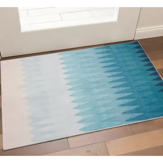 Shades Of Blue Geometric Non Skid Area Rug Photo 1