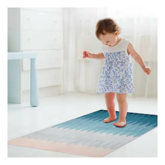 Shades Of Blue Geometric Non Skid Area Rug Photo 1