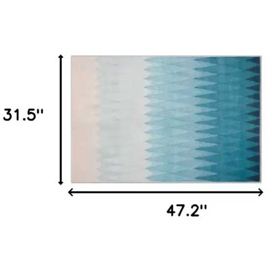 Shades Of Blue Geometric Non Skid Area Rug Photo 3