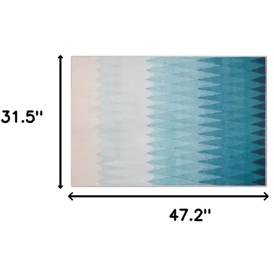 Shades Of Blue Geometric Non Skid Area Rug Photo 3