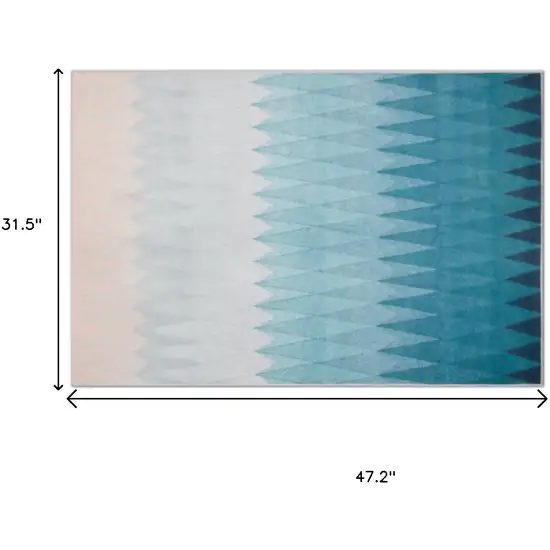 Shades Of Blue Geometric Non Skid Area Rug Photo 5