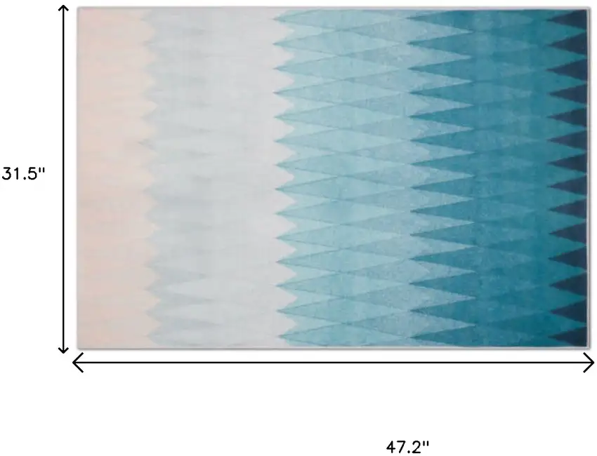 Shades Of Blue Geometric Non Skid Area Rug Photo 5