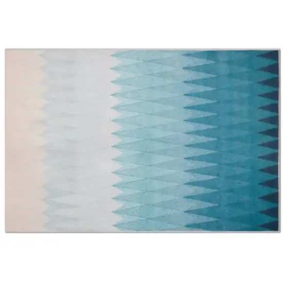 Shades Of Blue Geometric Non Skid Area Rug Photo 2