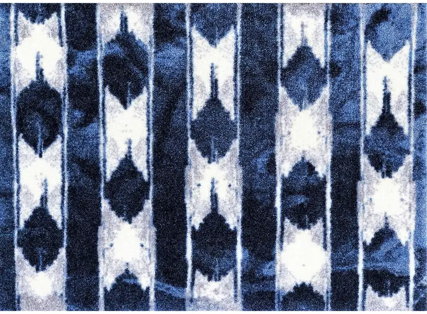 Shades of Blue Abstract Stripes Washable Floor Mat Photo 1