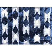 Photo of Shades of Blue Abstract Stripes Washable Floor Mat