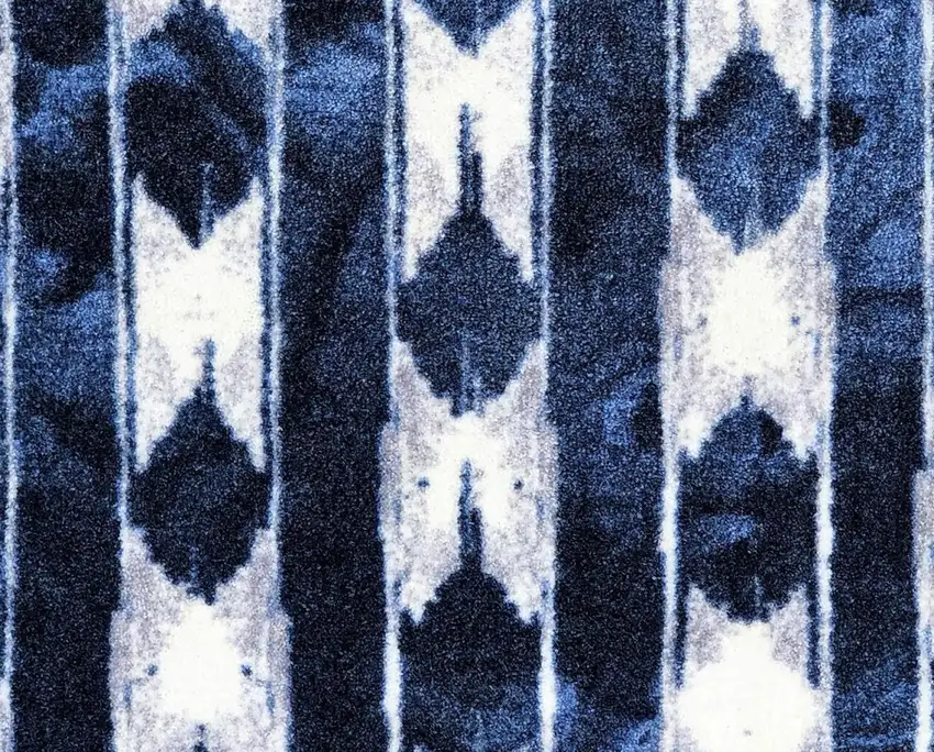 Shades of Blue Abstract Stripes Washable Floor Mat Photo 3