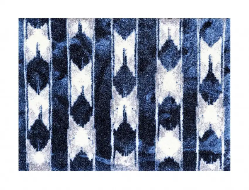 Shades of Blue Abstract Stripes Washable Floor Mat Photo 2