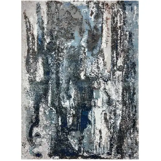 Shades of Blue and Gray Abstract Marble Area Rug Photo 2