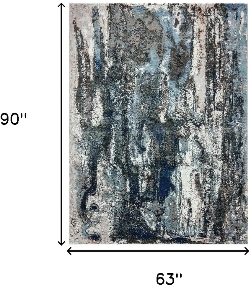 Shades of Blue and Gray Abstract Marble Area Rug Photo 3