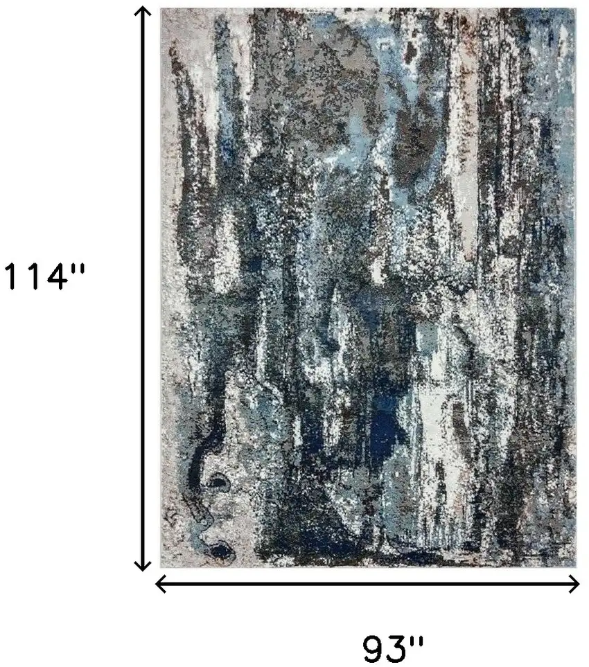 Shades of Blue and Gray Abstract Marble Area Rug Photo 3