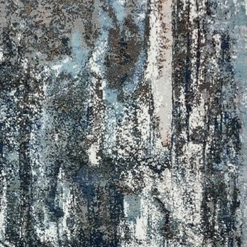 Shades of Blue and Gray Abstract Marble Area Rug Photo 3
