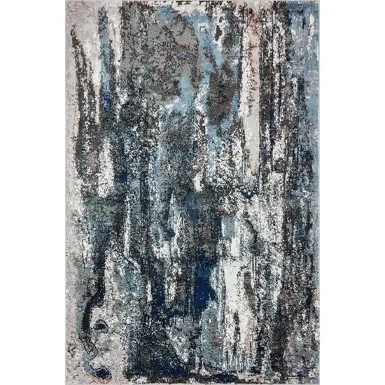 Shades of Blue and Gray Abstract Marble Area Rug Photo 8