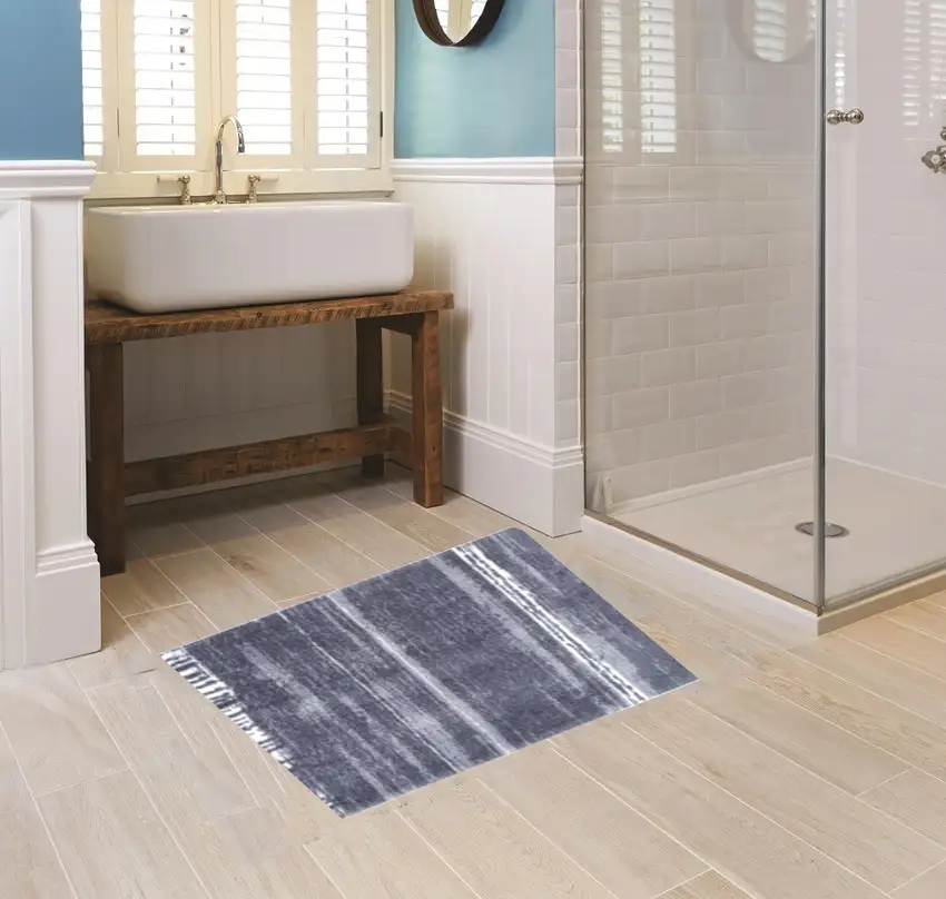 Shades of Gray Brushstokes Washable Floor Mat Photo 4