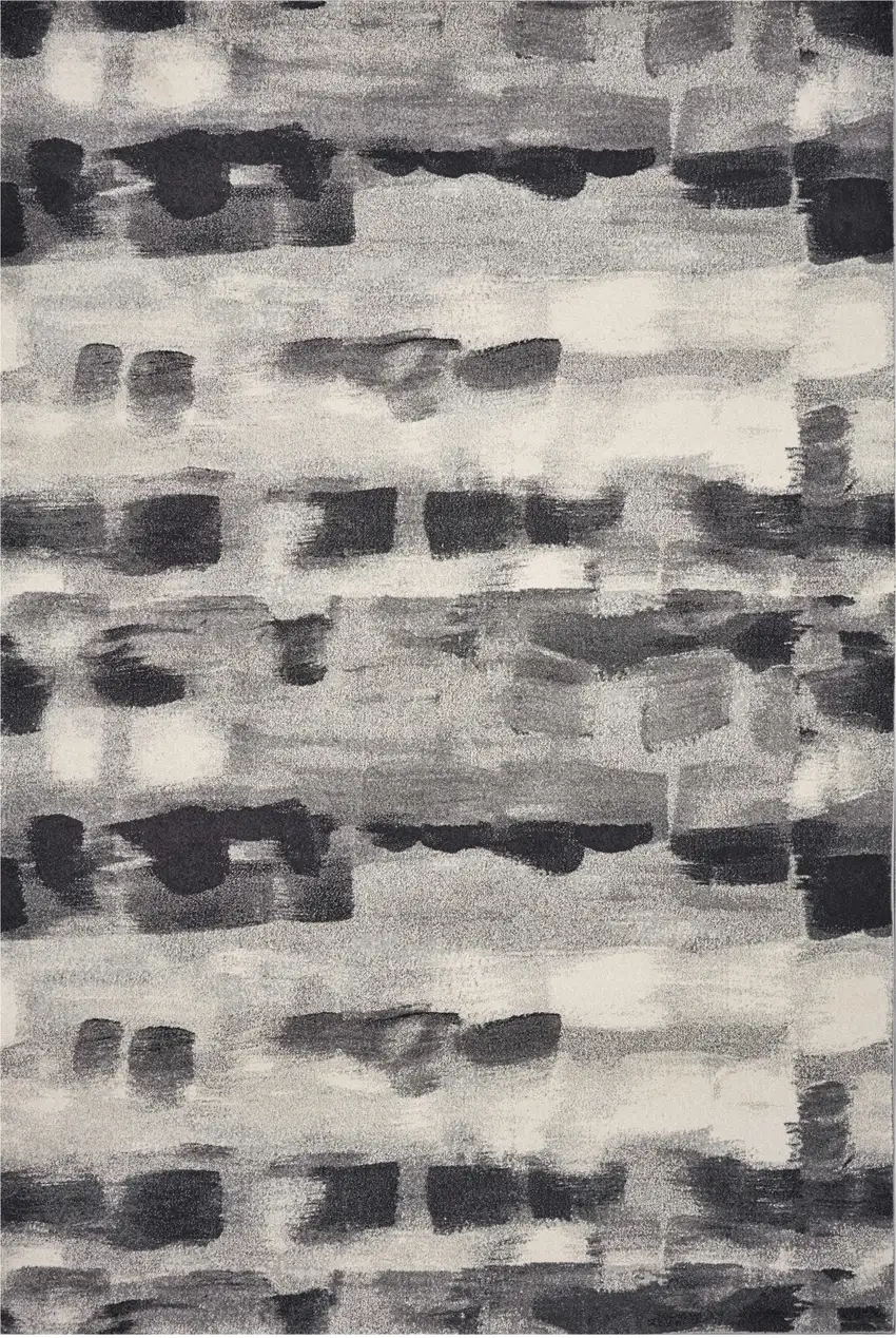 8'X11' Shades Of Grey Machine Woven Abstract Brushstroke Indoor Area Rug Photo 2