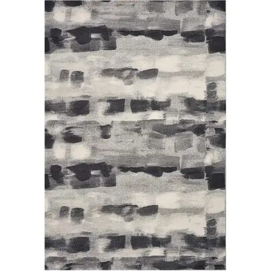 8'X11' Shades Of Grey Machine Woven Abstract Brushstroke Indoor Area Rug Photo 2