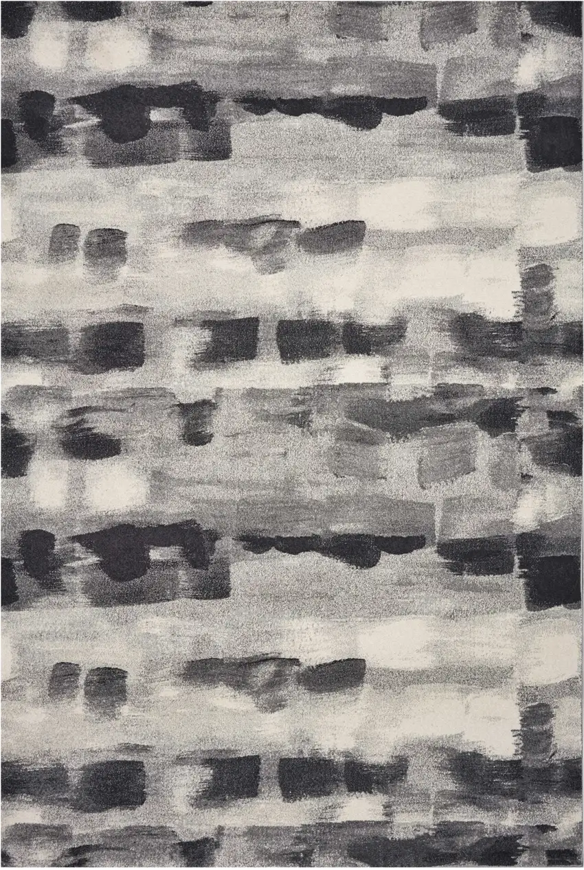 8'X11' Shades Of Grey Machine Woven Abstract Brushstroke Indoor Area Rug Photo 2