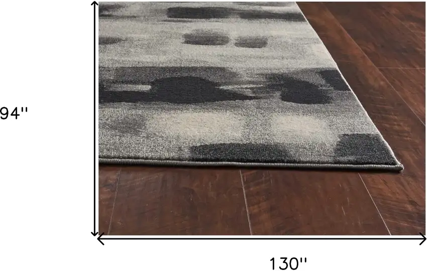 8'X11' Shades Of Grey Machine Woven Abstract Brushstroke Indoor Area Rug Photo 6